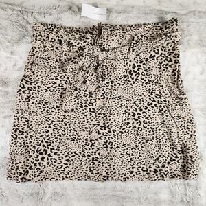 American Eagle Light Cheetah Print Chic Flowy Belted Mini Skirt with Pockets - L
